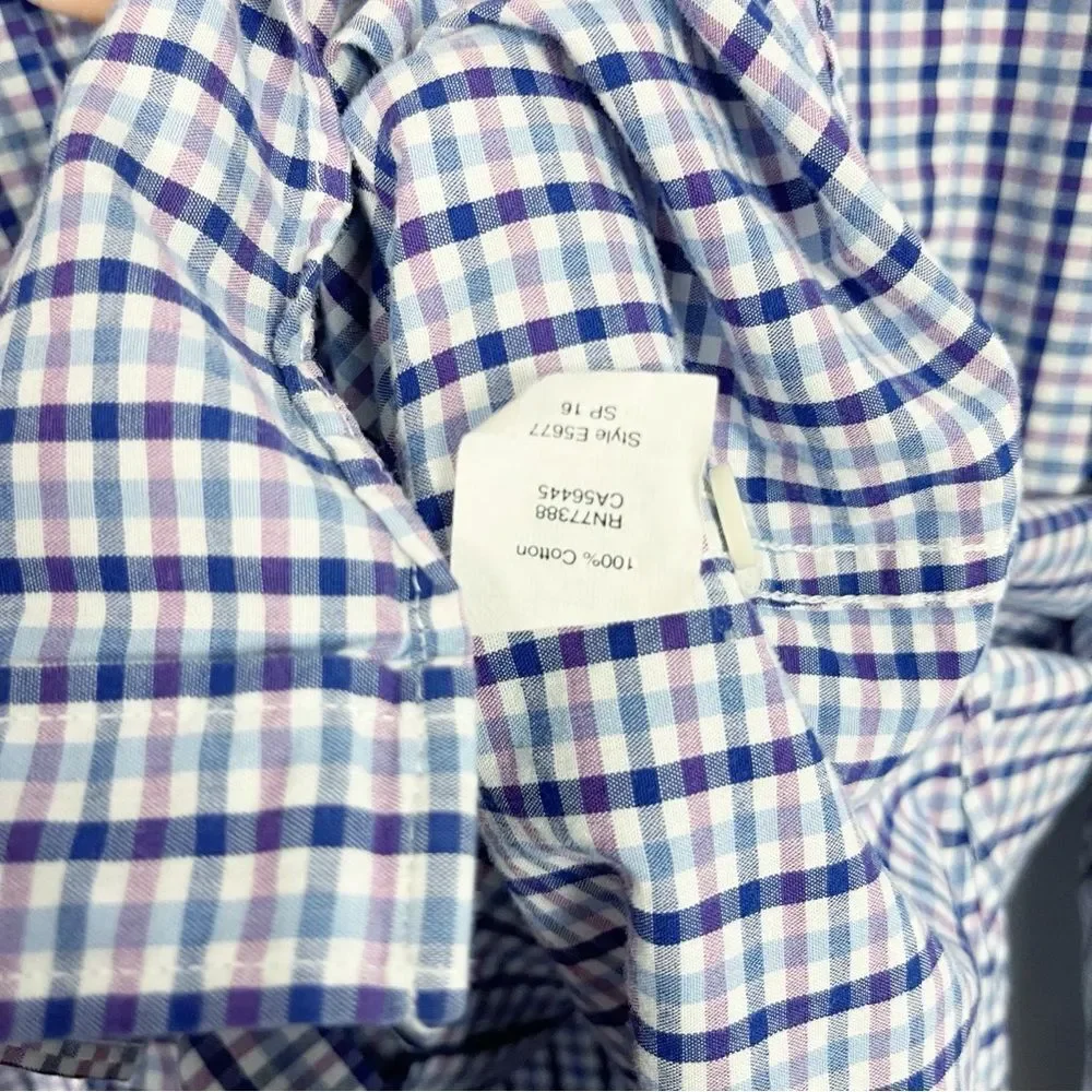 J.Crew Slim Fit Button Down Shirt Blue Purple Check XL